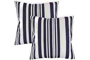 Gardenwize - Pack of 2 Outdoor Scatter Cushions, Garden Furniture Cushions - Covers & Pillows (Blue Stripe)