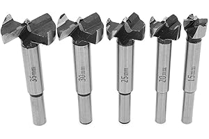 Yuhtech Forstner Drill Bit Set, 5 Pcs 5-35mm Trivello in Carburo Ideali per Realizzare Fori Nel Legno Ciechi o Passanti