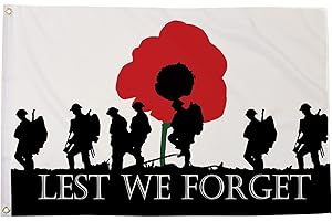 FLAGTEX Flagmax Lest We Forget Remembrance Flags – Premium Quality Outdoor & Indoor Use (5ft x 3ft (150cm x 90cm))