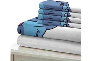 DELLIOP Set copripiumino 3 pezzi, motivo stampato Lilo e Stitch con cerniera e 2 federe assortite 50 x 75 | Set di biancheria da letto per bambine e bambini, bianco, 140 x 200