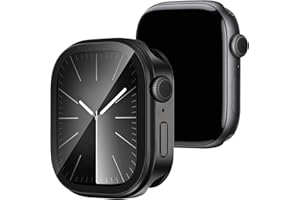 Dolstrap 2 in 1 Metal Case Compatible with Apple Watch Series 9/8/7 45mm with Built-in Screen Protector, 360° Full Protective Shockproof Bumper Case with Back Cover for iWatch 45mm, Black