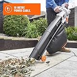VonHaus 3 in 1 Leaf Blower - 3000W Garden Vacuum & Mulcher - 35 Litre Collection Bag, 10:1 Shredding Ratio, Automatic Mulching Compacts Leaves in Bag with 10m Cable