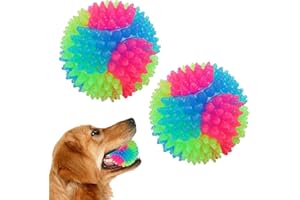 FineInno Cane Giocattolo Palla,LED Dog Ball,Palle Rimbalzante in Gomma da Cane,Magic Roller Ball,Domestici Gatti Palle da Salto,Palla Lampeggiante (2 balles de stabilisation)