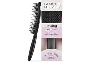 Tangle Teezer The Ultimate Styler - Spazzola per parrucche, extension, tessiture e clip-in - Per volume, texture, lucentezza e per districare i ricci - Nero Corvino