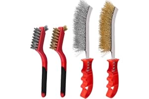 MIVITOOM Handdrahtbürste-Set 4-teilig mit Edelstahlbürste Stahlbürste und Messingbürste, Drahtbürste klein zum Reinigen von Rost, Farbe und Schweißschlacke