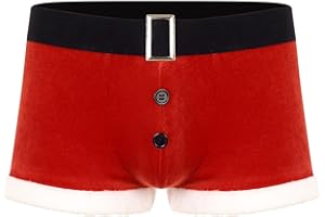 Aislor Herren Weihnachten Boxershorts Samt Slip Unterwäsche Lustige Unterhose Männer Weihnachtsmann Santa Kostüm Shorts Festzug