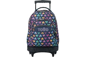 TOTTO - Mochilas Escolares con Ruedas, Capacidad 26 L, Diferentes Modelos, con Bolsillo para PC, Manija Telescópica, Bolsillos Laterales Botella, Correas Ergonómicas, Estampados Únicos