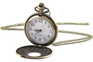 Yewseas Vintage Pocket Watch Smooth Quartz Pocket Watch with Chain Antique Chain Watch, Antique Chain Watch with Arabic Numerals for Men and Women, Father, Grandpa, Birthdays and Anniversaries, gold