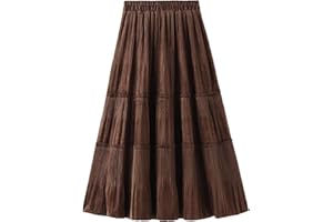 Geagodelia Gonna da Donna Lunga a Pieghe Gonna Elegante con Orlo Grande Tinta Unita in Vita Alta Elastica per Donna