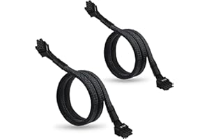 YEZriler 2-Pack 25-inch (63cm) Sleeved PCIe 8 Pin (6+2) Male Power Adapter for Corsair PSUs, ATX CPU 8 Pin Male