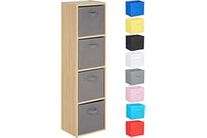 Hartleys 4 Tier Oak Cube Unit - Grey Storage Boxes