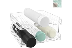 Joyseedi Removable Folding Water Bottle Storage Organiser Rack, Wine Storage Stackable Plastic Cup Holder 2Floors Portable Shelf for Kitchen Countertop Sports Flask, Baby Bottle Pantry Storage