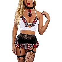 Jungerhouse Women's Sexy Lingerie Mini Skirt Set School Girl ...