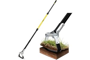 Jardineer Garden Hoe Long Handle, Dutch Hoe Garden Tool for Weeding, Loosening Soil, 163cm High Carbon Steel Stirrup Hoe Heavy Duty