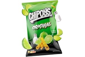 DAVE'S AMERICAN FOOD Chipoys Original - Tortillas di mais arrotolate al lime e sale, Autentiche chips di mais Messicane, Patatine proteiche (56.7g)