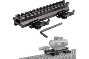 BUMLON Tactical Picatinny Riser Mount Rails Doppio sgancio rapido a 90 e 45 gradi per staccare il profilo medio a 13 slot per l'ottica con puntino rosso