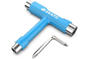 Zeato All-in-One Skate Tools Tools for Skateboards, Multifunctional Portable Skateboard T Tool Accessories with T-Type Key and L-Type Phillips Key Screwdriver Longboard Screws Set