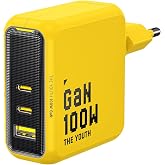 Aohi Youth 3 Portlu Şarj Adapt&ouml;r&uuml;, 100W GaN Hızlı Şarj İstasyonu, Sarı