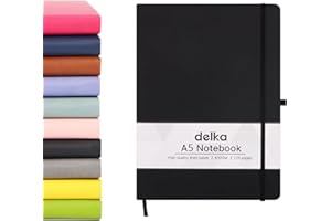 delka A5 Notebook – Lined Notepad Journal, Soft Cover Writing Pad for Office, School, College, Home & Business – Ideal for Note Taking, Daily Planning, Journaling & Study (BLACK, Pack of 1)