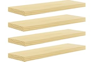 eSituro Étagère Murale, Lot de 4,Étagère Flottante, Tablette Murale, Décoration Murale, Étagère Rangement en Bois Massif, Support Invisible, 70x19x3,5cm
