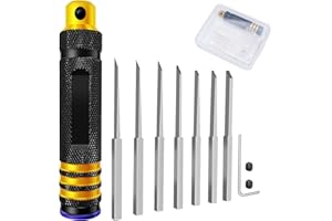 Bascet Model Chisel Sharp Wear Resistant Modeling Scriber Ergonomic Super Slim Hobby Cutting Tool with 0.1/0.2/0.4/0.6/0.8/1.0/2.0mm Blades for Carving Engraving Cutting vrz(As shown in the figure)