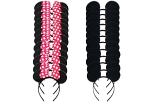 LEEMASING 24 Pack Mouse Costume Deluxe Fabric Ears Headband Boys Girls Birthday Baby Shower Party Favors Decorations