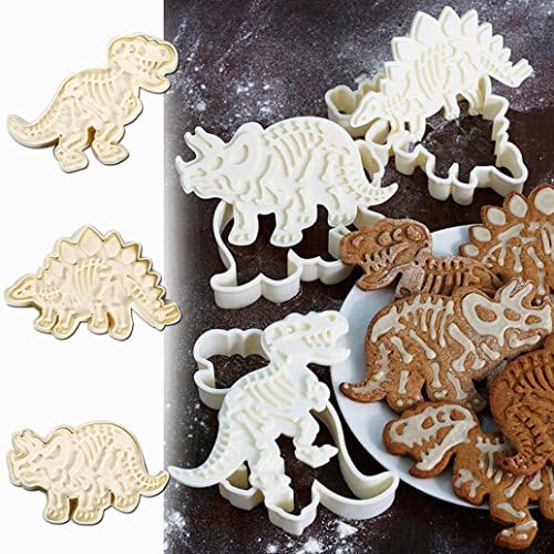 Hahuha 3pcs Dinosaur Shape Biscuit Cookie Cutter Fondant Cake Decor Baking Mold Tool