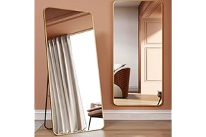 Yuwe Full Length Mirror, Extra Large Hanging Free Standing Mirror 65" x 24" Gold