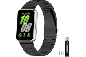 Jtffjsy compatible with Samsung Galaxy Fit 3 Straps metal SM-R390 for women men,Solid Stainless Steel metal replacement band straps
