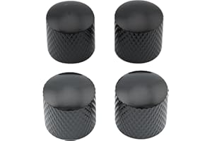Musiclily Metrisch Gitarren Potiknöpfe Metall Knöpfe Volume Tone Dome Knobs für E-Gitarre Bass, Schwarz(4 Stück)