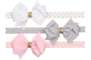 COUXILY Bébé Filles Bandeau Cheveux Arcs Ceinture Côtelée Stretch Bowknot Rose Fleurs Perle Bandeau Élastique pour Les Tout-Petits Infant