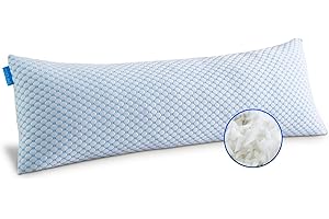 KOOLEAN Memory Foam Seitenschläferkissen, Schwangerschaftskissen, Stillkissen mit Bezug, Lagerungskissen, Kissen für Frauen und Seitenschläfer (White&Blue)