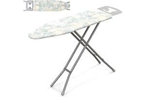 LIFEZEAL Asse da Stiro, Tavola da Stiro, Tavolo da Stiro, con Portaferro, Pieghevole, Altezza Regolabile, Salvaspazio, Antiscivolo, Leggero, Fodera Lavabile, Resistente a Calore, Telaio in Acciaio