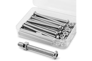 MINHER (15 jeux) M6-1,0 x 60 mm Lot de vis à tête hexagonale et écrous en acier inoxydable 304 18-8 Vis à tête ronde