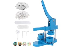 Machine à boutons, Dyna-Living Badge Maker 44 mm/1,73 in, machine de presse à badges DIY avec 200 accessoires et coupe-cercle, rotatifs bleus ébauches de boutons pour faire des badges
