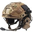 Tactics Fast Helmet Combined, Airsoft Helmet with Military Headset and Multicam Helmet Cover Paintball Protection Equipment for Airsoft Paintball CS Game