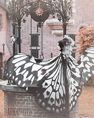 Butterfly wings Nymph cape wedding White and black cape Fantasy