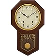 CHRONIKLE Classic Vertical Plastic Case Analog English Numbers Pendulum Wall Clock For Living Room Home Decoration Office Gifts (Size: 27 x 6 x 45 CM | Weight: 915 Gram | Color: Golden Brown)