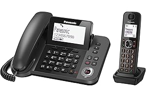 Panasonic KX-TGF320EXM Telefono Digitale Cordless/con Filo con Segreteria Telefonica Digitale, Unità Base e Ricevitore Singolo, Vivavoce, Display Inclinabile, Blocco Chiamate Indesiderate, Nero