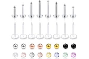 Longita 16G 6-10MM Piercing Labbro Acciaio Inossidabile & Acrylique Palline di Ricambio Helix Trago Stud Orecchio Piercing Labret Helix Piercing Trago per Donna
