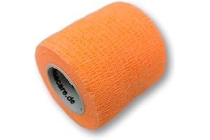 LisaCare - Benda coesiva autoadesiva, Elastica, Larghezza 5 cm, per Persone e Animali, Fascia di Fissaggio Sport, Lavoro, Equitazione, con Colori e Motivi Assortiti (Arancione Fluo, Set da 12 Pezzi)