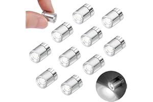 YUYWWAN 10 Piezas Mini Luz Led, Luces Led Pequeñas con Pilas, Luz Casa de Muñecas, Mini Luces Led Adhesiva para Decoración de Fiestas, Vitrinas, Manualidades, Casas de Muñecas Iluminación (Blanco)