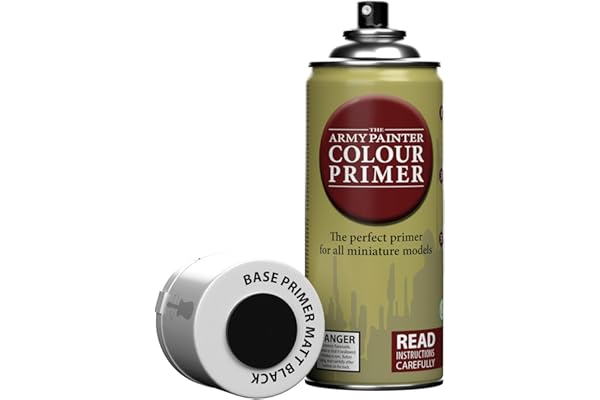 The Army Painter, Colour Primer Matt Black, 400 ml Spray Acrylique Noir Mat, Apprêt pour la Peinture de Figurines Warhammer et Donjon et Dragon