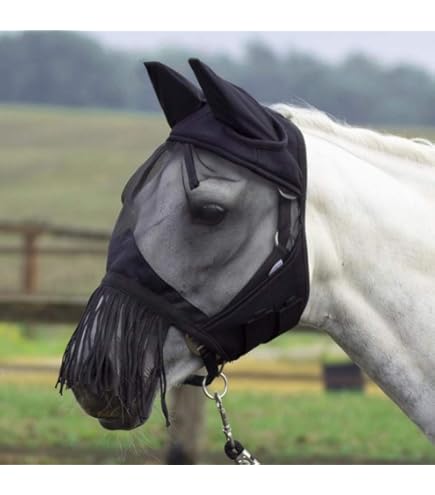 Masque Anti-mouches Pour Cheval SMFUSMFU - Taille L - Rose - Doux Et Durable