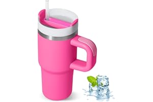 ZAKVOP Kubek termiczny ze słomką, 410 ml, kubek do picia z pokrywką i słomką, kubek termiczny z uchwytem, kubek do kawy na wynos termiczny na zimno i gorąco, kubek podróżny