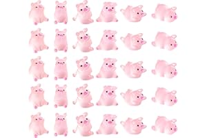CutitiUU 30 PCS Resin glow-in-the-dark pig micro-landscape ornament,Luminous Mini Resin Pigs,6 Colors Tiny Pig Cute Miniature Toy Little for Aquariums,Dollhouse Decor,Cake(Pink Pig)