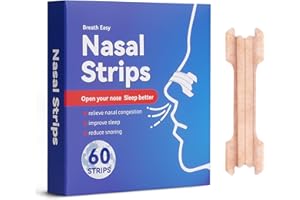 Uwithm Nasenpflaster Schnarchen, 60 Stück Nasenpflaster Besser Atmen,Atmungsaktiv und Bequem, Nicht Leicht zu Lösen Anti Schnarchen Nasenstrips für Schlaf, Sport, Nasenverstopfung(66 x 19 mm)