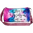 Live for Today Not Tomorrow Typography Printed Small Duffle Bag for Kids | Best for Travel and Play | Return Gifts Birthday Party for Kids | Size: H: 21 cm, W: 20 cm, D: 35 cm Capacity: 14 L