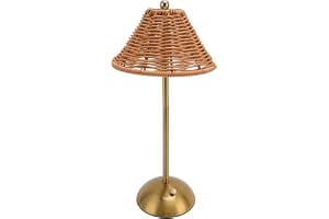 HELEVIA Sändlös Boho rottings Bordslampa, Korglampa, Laddningsbar Dimbar Led Sänglampor Dekorativ Belysning för Hemrestaurang