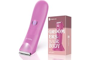 VIKICON Lady Shavers for Women, Bikini Trimmer for Pubic Hair, Electric Razor for Body Legs Underarm with LED Light, Pain-Free Ceramic Blade, IPX7 Waterproof & Rechargeable Ladies Trimmer, Wet/Dry Use